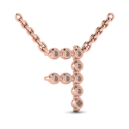 Diamond Alphabet Pendant Necklace, F
