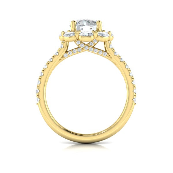 Unique Oval Halo Round Engagement Ring