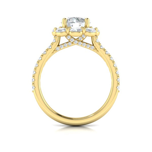 Unique Oval Halo Round Engagement Ring