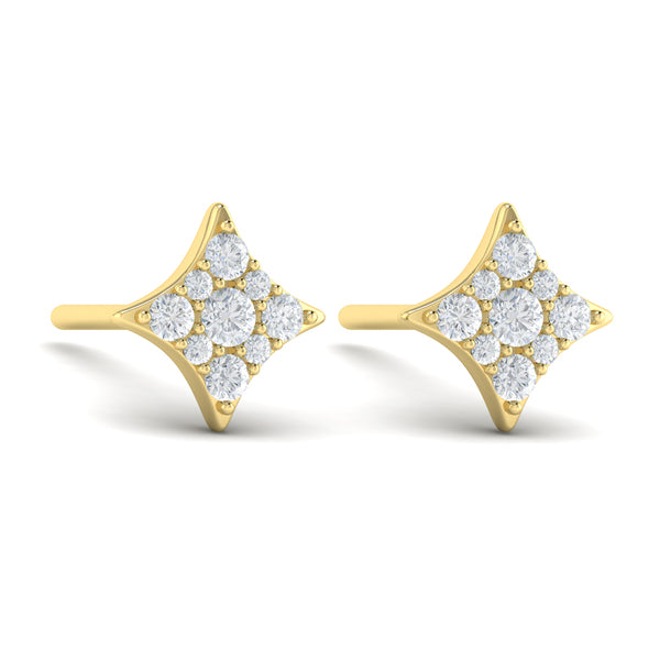 Diamond Cluster Star Stud Earrings