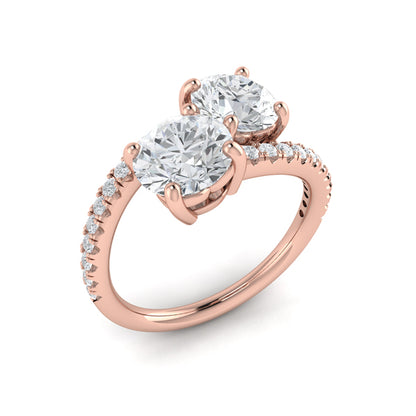 Kissing Round Diamonds Two Stone Engagement Ring