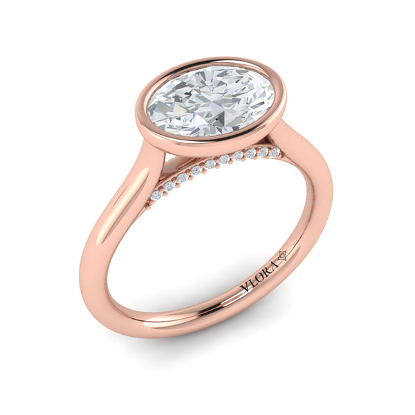 Horizon Solitaire Oval Bezel Engagement Ring