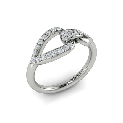 Diamond Open Tear Drop Link Ring