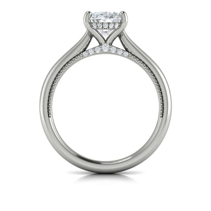 Modern Vintage Solitaire Engagement Ring with Hidden Halo