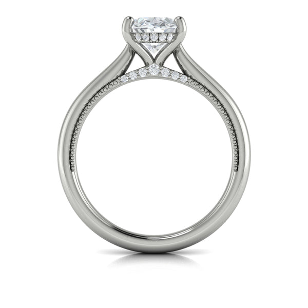 Oval Solitaire, Modern Vintage Engagement Ring in Platinum by Vlora Bridal