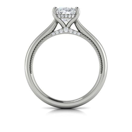 Oval Solitaire, Modern Vintage Engagement Ring in Platinum by Vlora Bridal