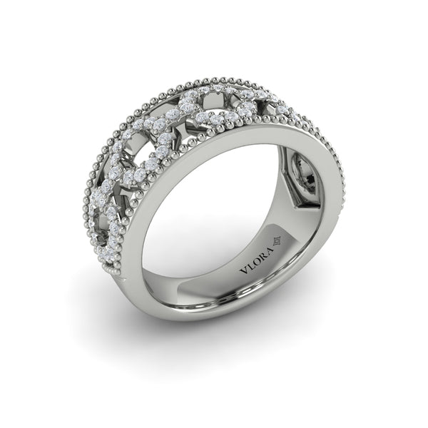 Diamond Open Honeycomb Link Ring