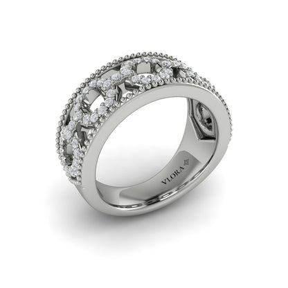 Diamond Open Honeycomb Link Ring