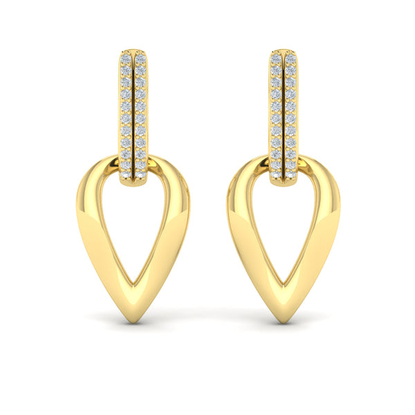 Diamond Accent Open Tear Drop Link Earrings