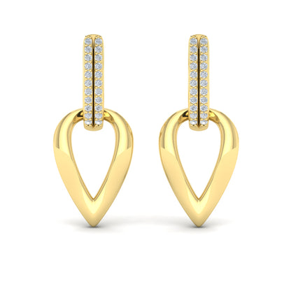 Diamond Accent Open Tear Drop Link Earrings