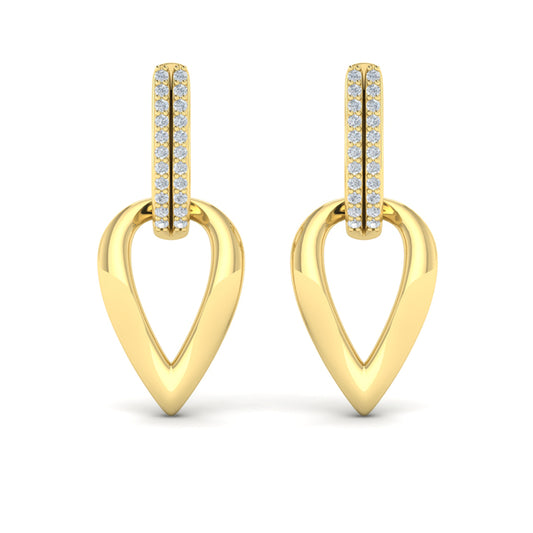 Diamond Accent Open Tear Drop Link Earrings