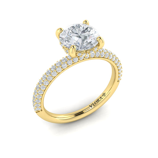 Shimmering Hidden Halo Engagement Ring with Micropave Band
