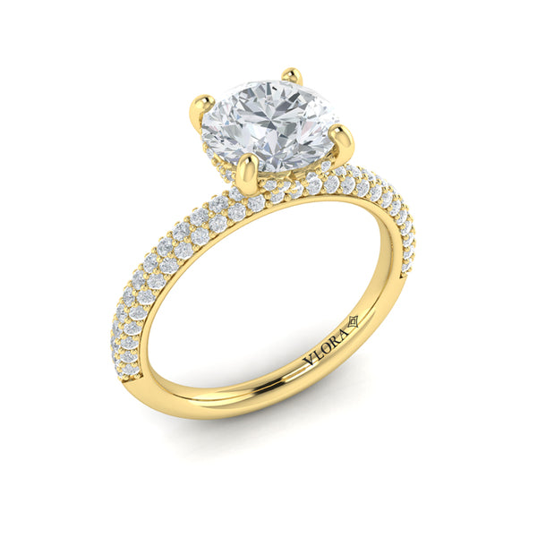 Shimmering Hidden Halo Engagement Ring with Micropave Band