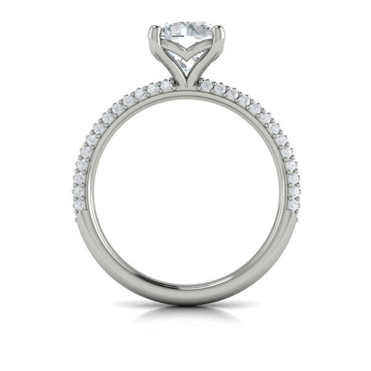 Shimmering Engagement Ring with Micropave Band