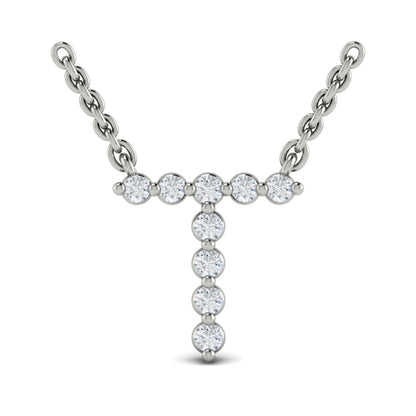 Diamond Alphabet Pendant Necklace, T