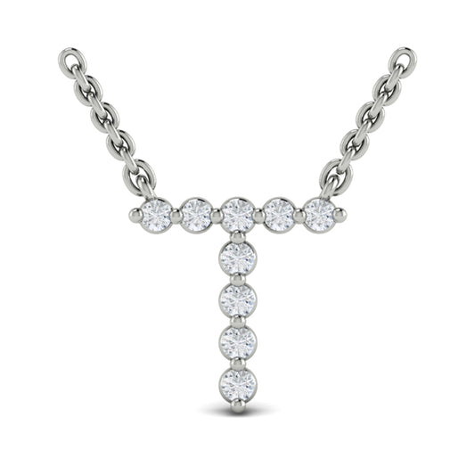 Diamond Alphabet Pendant Necklace, T