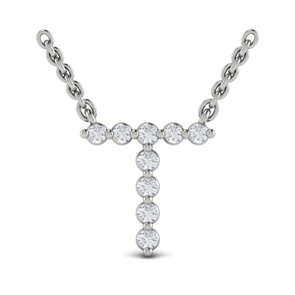 Diamond Alphabet Pendant Necklace, T