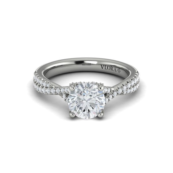 Woven Pave Round Diamond Engagement Ring