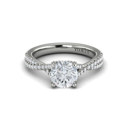 Woven Pave Round Diamond Engagement Ring