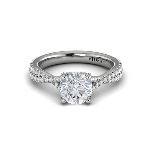 Woven Pave Round Diamond Engagement Ring