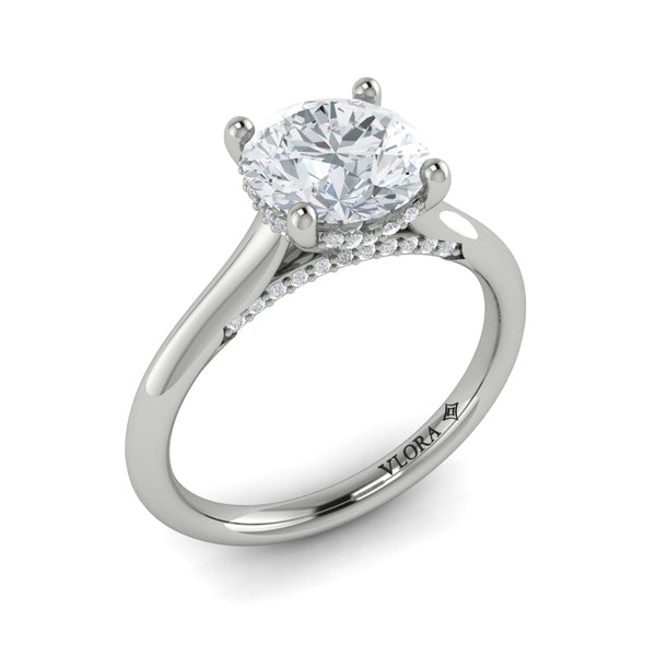 Round Solitaire Engagement Ring in Platinum by Vlora Bridal