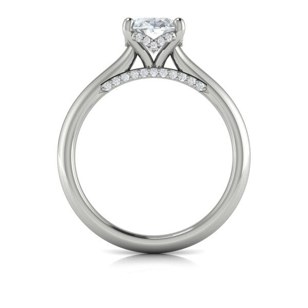 Solitaire Oval Engagement Ring with Hidden Halo