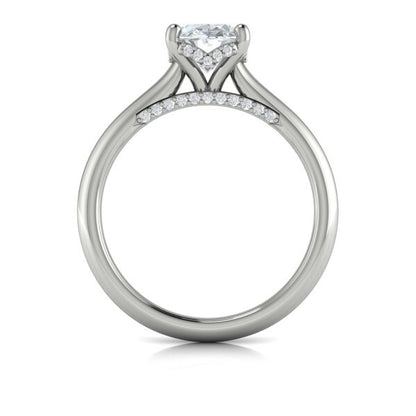 Solitaire Oval Engagement Ring with Hidden Halo