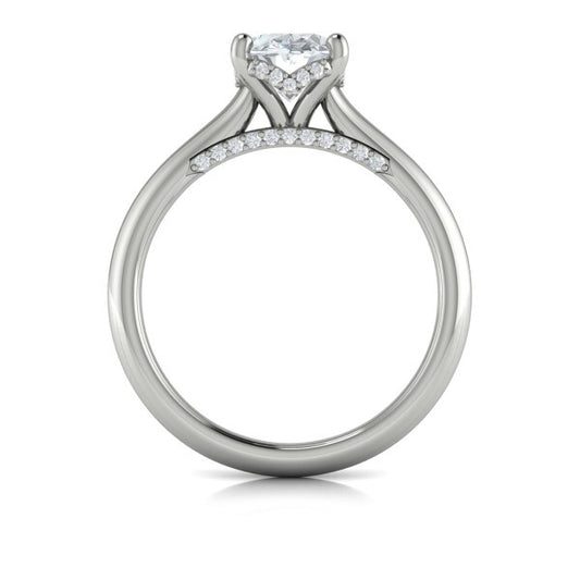 Solitaire Oval Engagement Ring with Hidden Halo