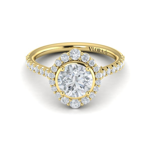 Cathedral Arch Halo Round Engagement Ring