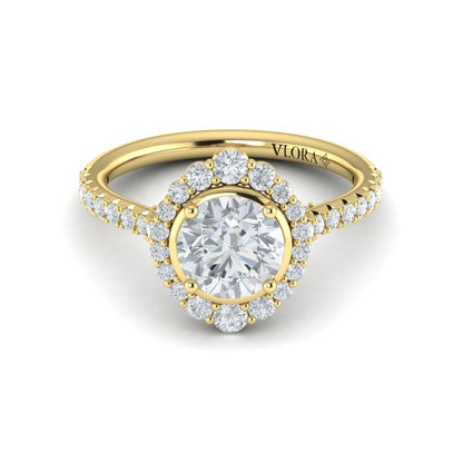 Cathedral Arch Halo Round Engagement Ring