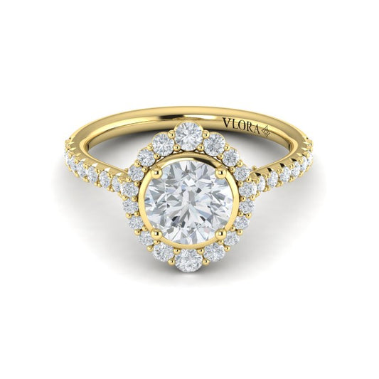 Cathedral Arch Halo Round Engagement Ring