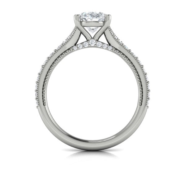 Oval Classic, Modern Vintage, Split Shank Engagement Ring in Platinum by Vlora Bridal