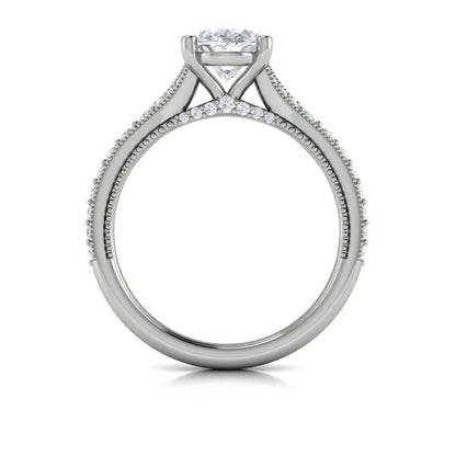 Oval Classic, Modern Vintage, Split Shank Engagement Ring in Platinum by Vlora Bridal