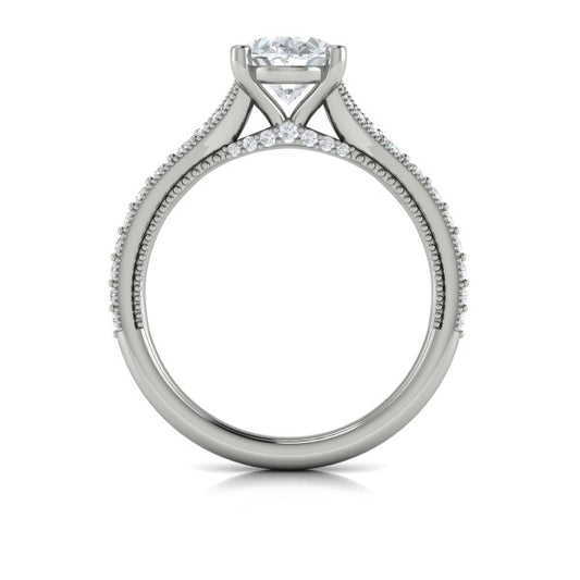 Oval Classic, Modern Vintage, Split Shank Engagement Ring in Platinum by Vlora Bridal
