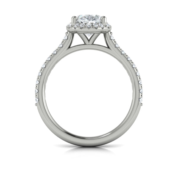 Oval Halo Engagement Ring in Platinum by Vlora Bridal