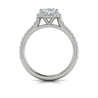 Oval Halo Engagement Ring in Platinum by Vlora Bridal
