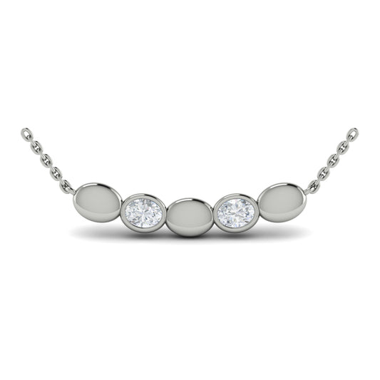 Contoured Gold and Diamond Pebble Necklace