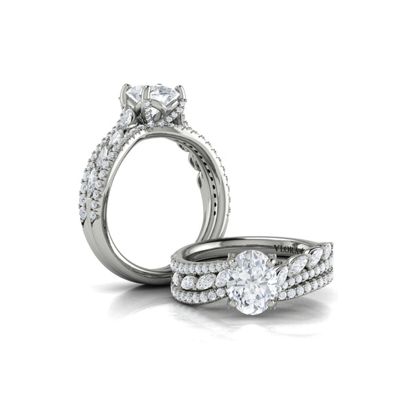 Oval Classic Engagement Ring in 14K White Gold by Vlora Bridal
