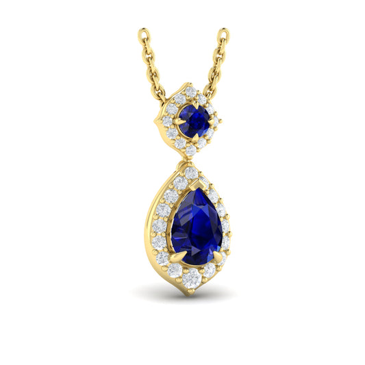 Tear Drop Sapphire and Diamond Pendant