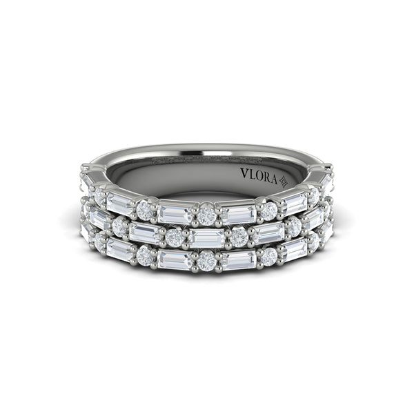 Diamond Baguette Three Row Ring