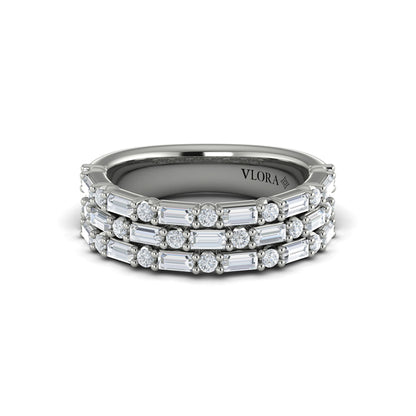 Diamond Baguette Three Row Ring