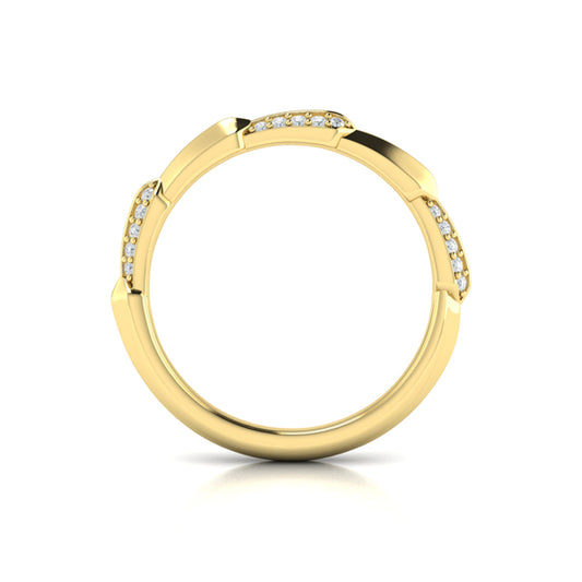 Geometric Pavé Diamond Band