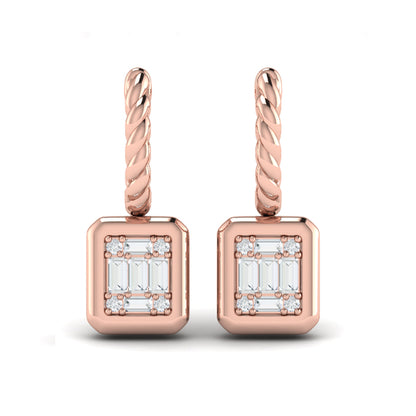 Multi Baguette and Round Diamond Drop Earrings