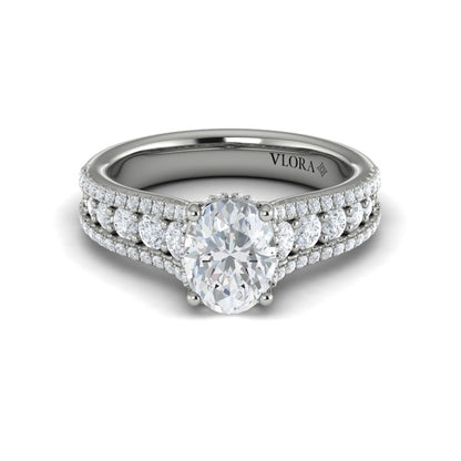 Bold Cathedral Oval Diamond Engagement Ring