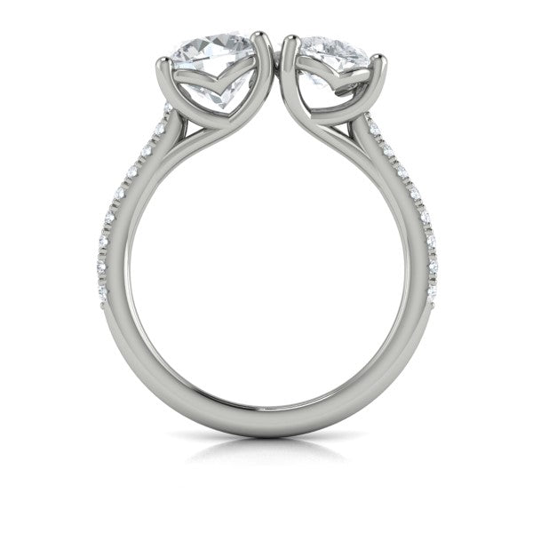 Two Stone Engagement Ring in Platinum by Vlora Bridal