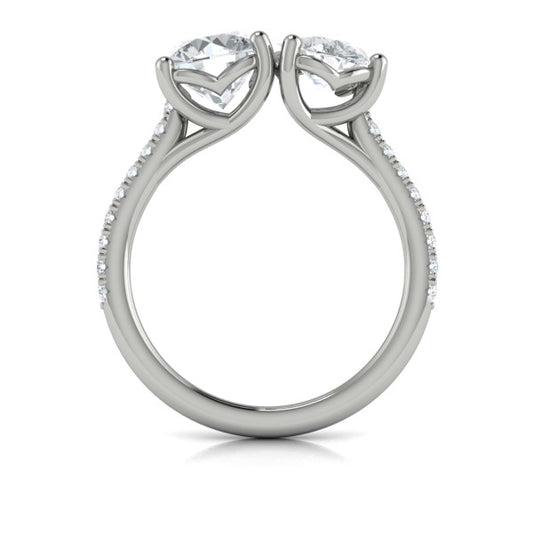 Two Stone Engagement Ring in Platinum by Vlora Bridal