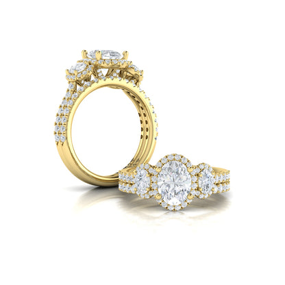 Triple Halo Oval Engagement Ring