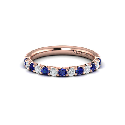 Sapphire and Diamond Stackable Band