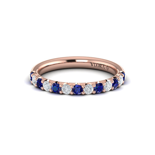 Sapphire and Diamond Stackable Band