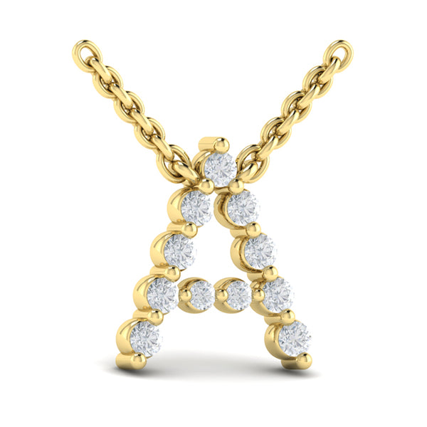 Diamond Alphabet Pendant Necklace, A